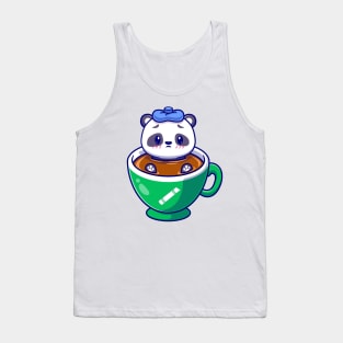 Cute Panda Fever In Coffee Cartoon Tank Top